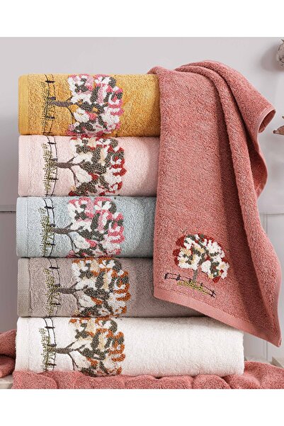 MARİBOR Tree - %70 Bambu / %30 Pamuk Suzeni Nakışlı El Havlusu - 6'lı Set 50x90