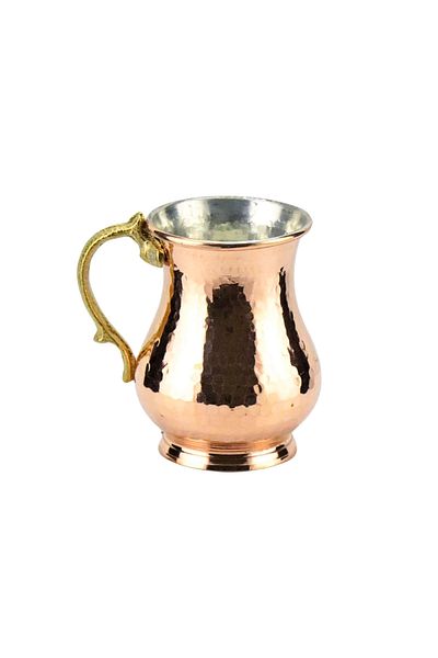 COPPERMALL HANDMADE Copper Cup 2 Pieces Handmade Forged Ayran Cup Set of 2