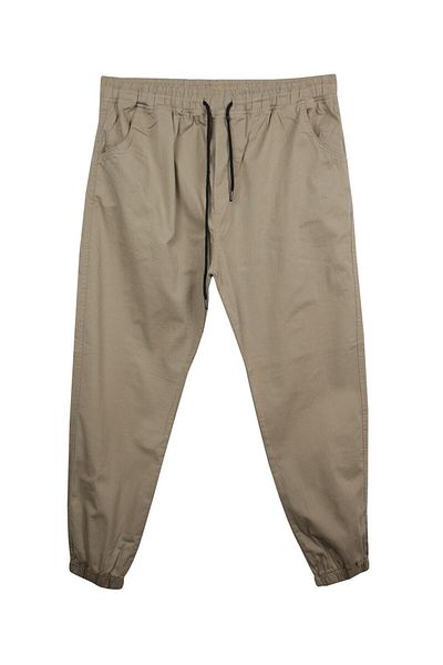 marufshop Παντελόνι Gabardine με ελαστικό πόδι με κορδόνια μεγάλου μεγέθους Μπεζ Κατάλληλο για άνδρες 118 -156 κιλά