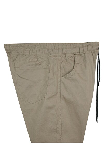 marufshop Elastic Leg Lace-Up Oversized Gabardine Trousers Beige Suitable for Men 118 -156 Kilos