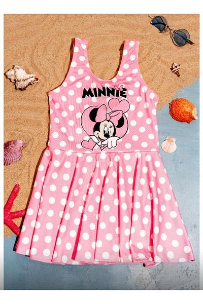 MİLAYS LİFE HOME COLLECTİON Mi̇lays Girl's Character Swimsuit with Skirt