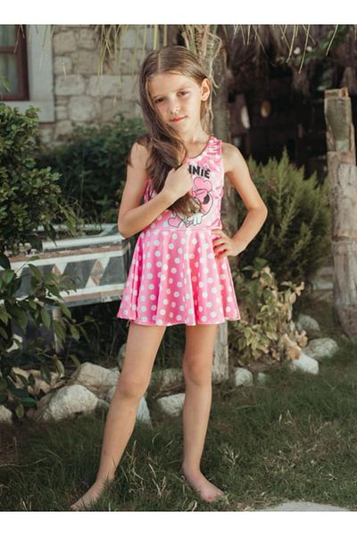 MİLAYS LİFE HOME COLLECTİON Mi̇lays Girl's Character Swimsuit with Skirt