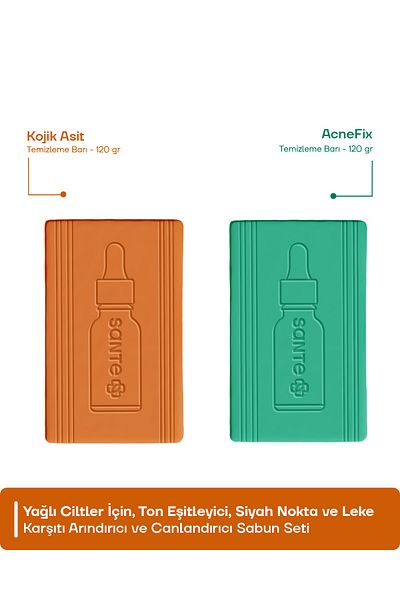 Sante Plus Equalizing, Purifying Kojic Acid and Acnefix Soap Set for Oily Skin