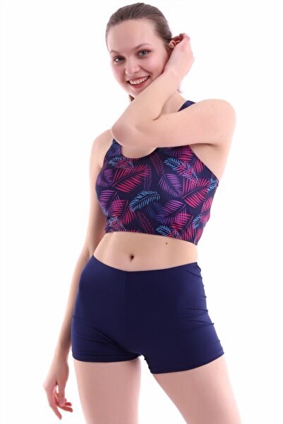 Aykum Mayo Şortlu Badi Bikini Takımı Esnek Likralı Kumaş Şortu Astarlı