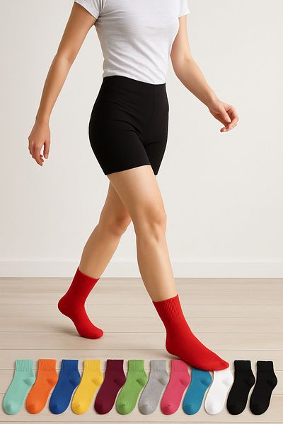 çorapaşkı Συσκευασία 12 Unisex πολύχρωμα βαμβακερά μισά μπούτια χωρίς επένδυση 6 ζεύγη