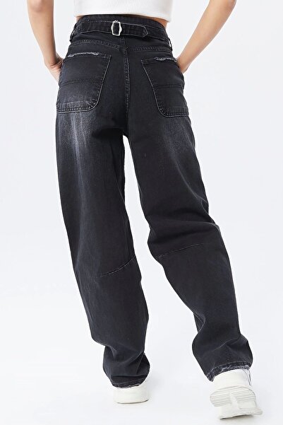 Harmony Premium Kemerli Baggy Jeans - Πλυμένα