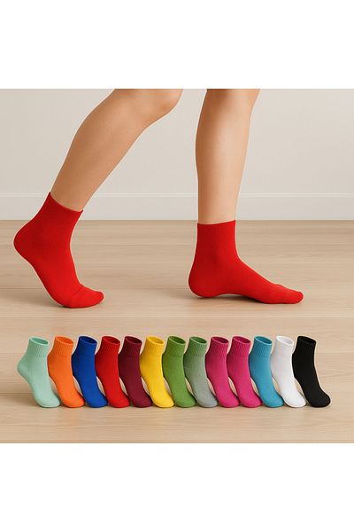 WORTHY SOCKS 12 чифта унисекс многоцветни памучни чорапи до глезена без подплата