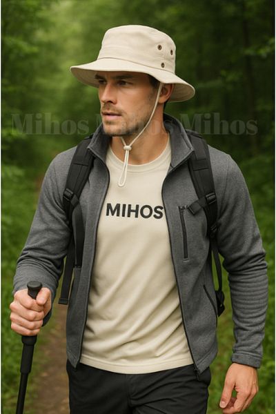 Mihos Μπεζ καπέλο Safari – Ρυθμιζόμενο, αναπνεύσιμο ύφασμα, καλοκαιρινό καπέλο Unisex |