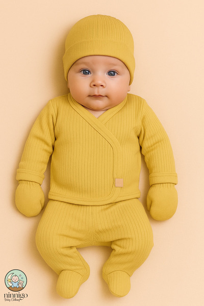 ninnigo مجموعة خروج من المستشفى لحديثي الولادة مكونة من 5 قطع من القطن بنسبة ...