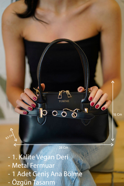 torime Чорна сумка через плече з деталями з веганської шкіри – вишукана та міцна