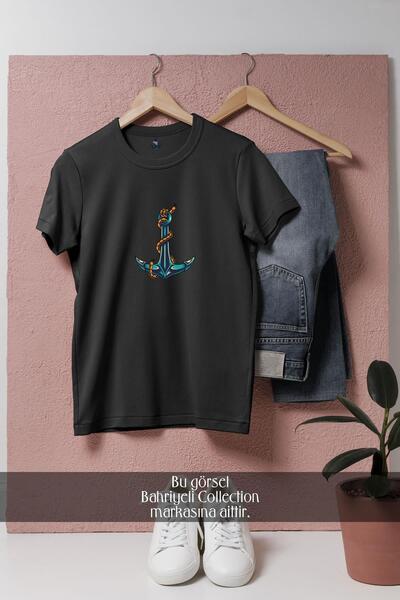 Bahriyeli Collection Oversize Sea Anchor Anchor Design Unisex T-Shirt
