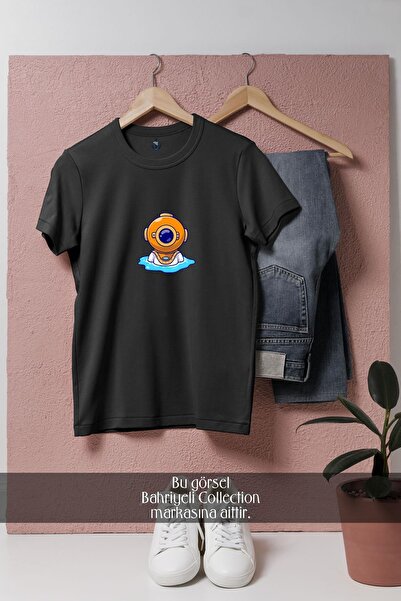 Bahriyeli Collection تي شيرت للجنسين بتصميم غاطس صغير داخل حفرة مياه كبيرة الحجم