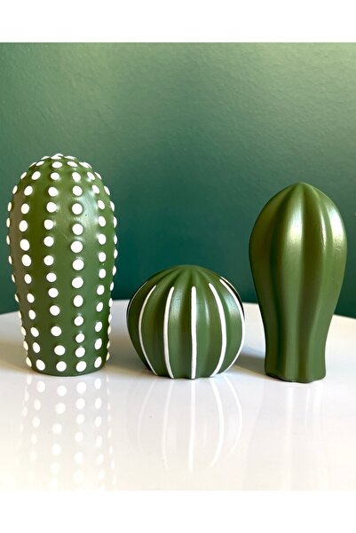 MozzArt Dekoratif 3'lü Kaktüs Biblo Hediyelik