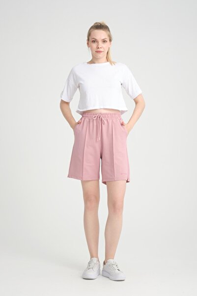 MYSPORT 5001 Women's Stretch Fabric Corded Embroidered Pocket 2 Thread Combed Cotton Fabric Shorts