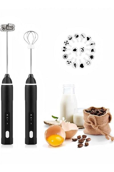 Generic Electric Milk Frother Maker And Whisk Set