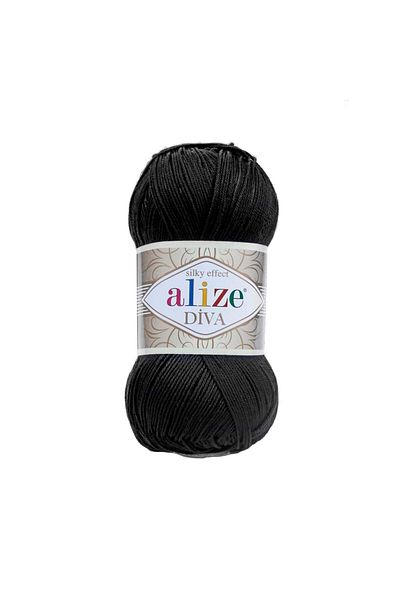 Alize Νήματα πλεξίματος Diva Mercerized Look 100GR - 60 Μαύρο