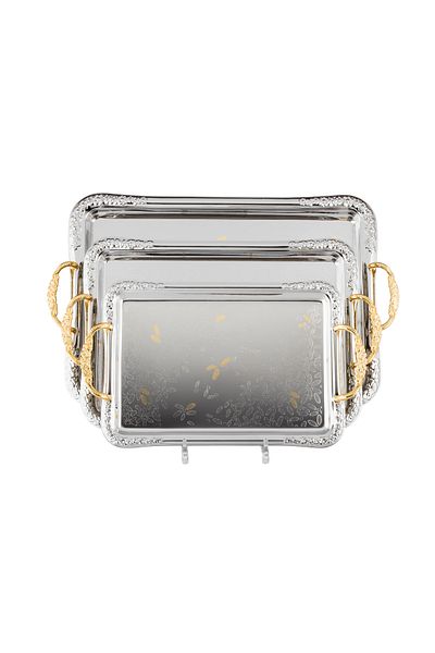 Dania Al-saif Metal Serving Trays Set With Three Different Sizes