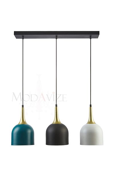 Modavize Reina Modern Design White - Black - Turquoise Color Living Room-Kitchen-Bedroom-Cafe - 3 Row Chandelier