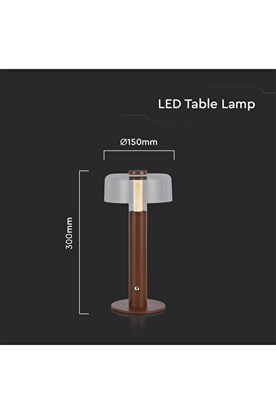 V-TAC Lampă De Masă Led Tactilă Reîncărcabilă, Alb Cald, Maro, 150x300mm