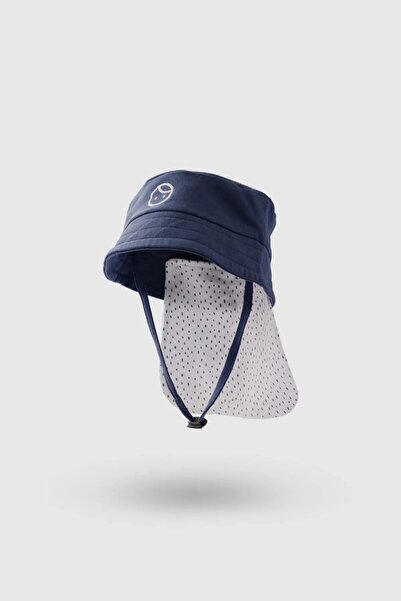 Little Gusto Organic Cotton Hat - Neck Protection, Marine Pattern