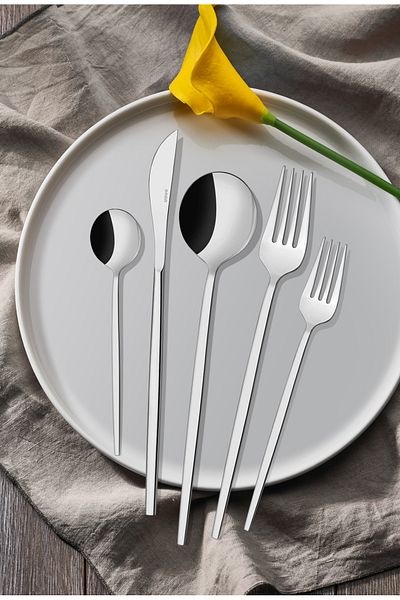 on-on Mokka 60 Piece Fork Spoon Knife Set-Nescafe with Spoon