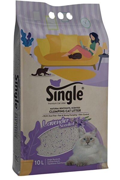 Single Bentonit Lavanta Kokulu Kedi Kumu 10l