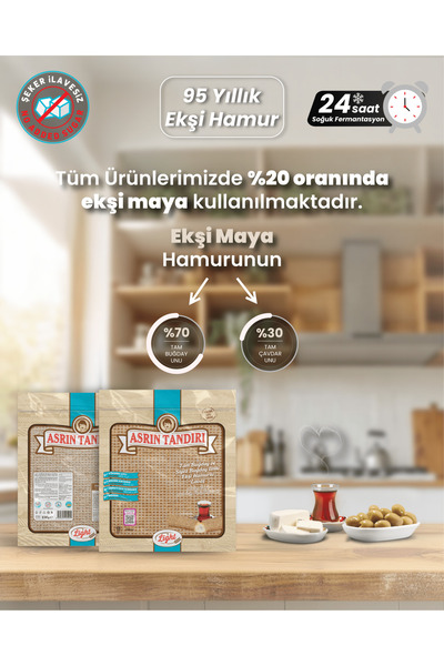 ASRIN TANDIRI 1 Paket Ekşi Mayalı Tam Buğday Lavaş Ekmeği 1 Paket Ekşi Mayalı Kepekli Lavaş Ekmeği