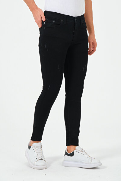 moda biz Jean cu unghii negri pentru bărbați Blugi din denim cu tăietură ital...