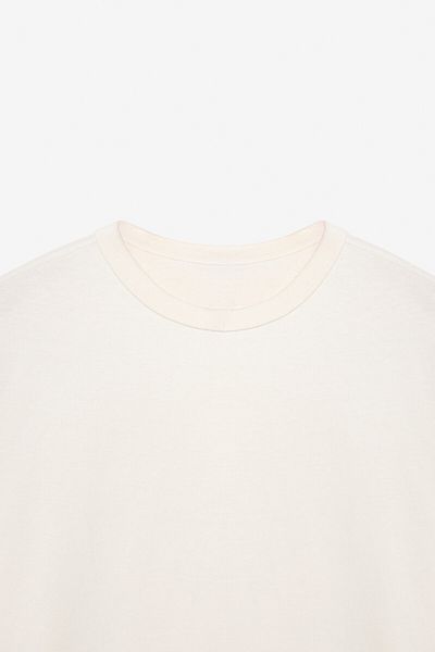 GRIMELANGE Catwalk Men's 100% Cotton Regular Fit Ecru T-Shirt