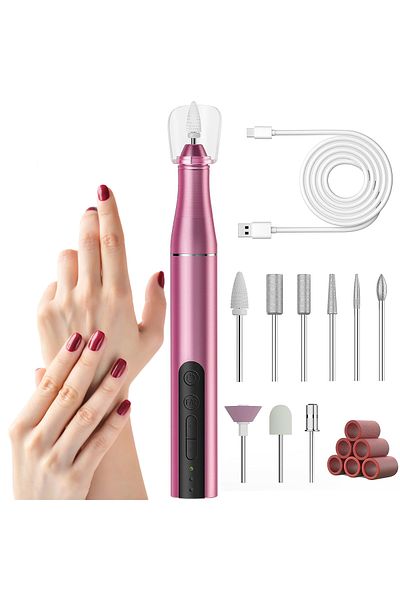 Regal Bliss Regal Bliss® nail file, wireless, 9 heads, 6 bands, automatic cooling, complete set, Pink