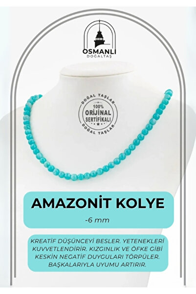 OSMANLI DOĞAL TAŞ Amazonit 6 Mm Dizi Doğal Taş Kolye