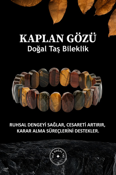 Alp Doğal Taş Kaplan Gözü Geniş Kesim Bileklik