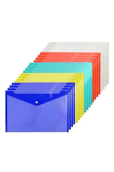 Generic Duniso 20 Pack A4 Polyethylene Envelope Folders With Snap Closure, Waterproof Transparent Project