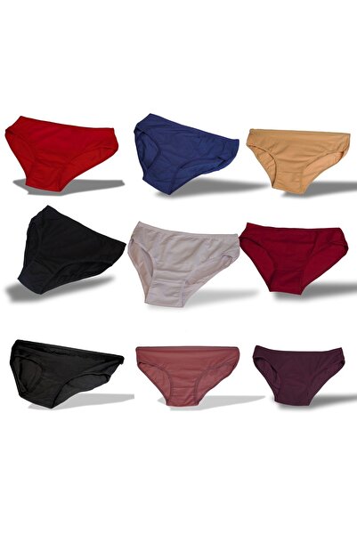 3nbe Kadın Renkli Bambu Külot- L Beden- 6 Adet Karışık Renk
