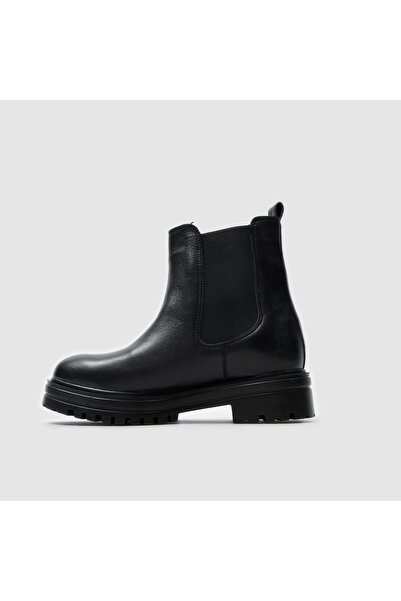 TOGO Siyah Hakiki Deri Kadın Chelsea Bot [60004]