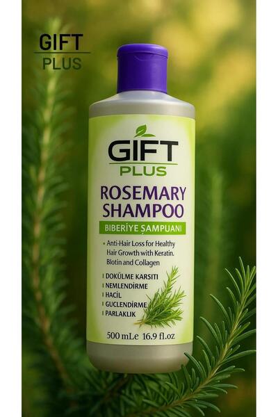 gift plus Biberiye Şampuanı Dökülme Karşıtı ve Hızlı Uzamaya Yardımcı Keratin Argan ve Kolajen İçerikli 500 ML