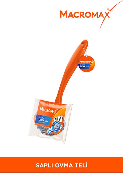MACROMAX Scrub Wire with Handle, Stainless Steel Dish and Grill Brush with Ergonomic Grip Handle