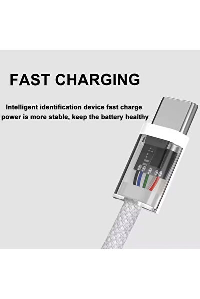 Choice كابل شاحن مضفر 3 متر أبيض من نوع C إلى C للشحن السريع بقوة 60 واط لأجهزة iPhone 15 وAndroid