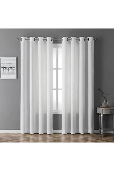 Generic Satin Feel Window Curtain Pair With Eyelet White 135 X 240cm