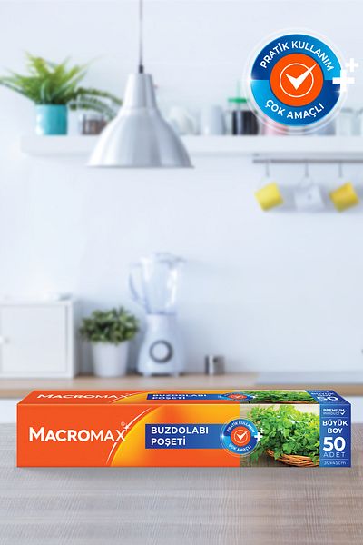 MACROMAX Refrigerator Bag Large Size 50 Pieces (30X45 cm), Large Volume Storage and Freezer Bag
