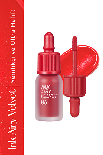 PERIPERA Uzun Süre Kalıcı ve Hafif Formüllü, Kadife Bitişli Tint PERIPERA Ink Airy Velvet (6 Sold Out Red)