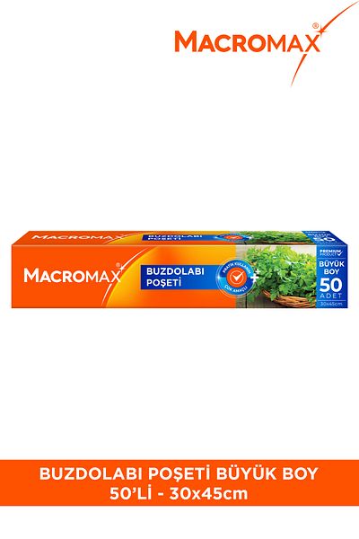 MACROMAX Refrigerator Bag Large Size 50 Pieces (30X45 cm), Large Volume Storage and Freezer Bag