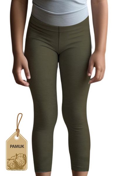 TWOO KİDS Seasonal Summer Comfortable Cotton Anti-Sweat Girls' Lycra Khaki Green Long Leggings