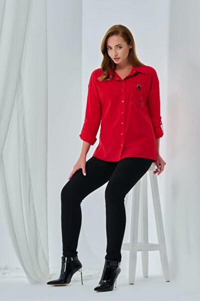 DE WHITES Plus Size Sleeves Fold Detail Shirt