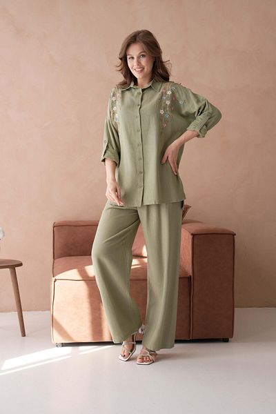 BURRASCA Embroidered Stone Linen Suit