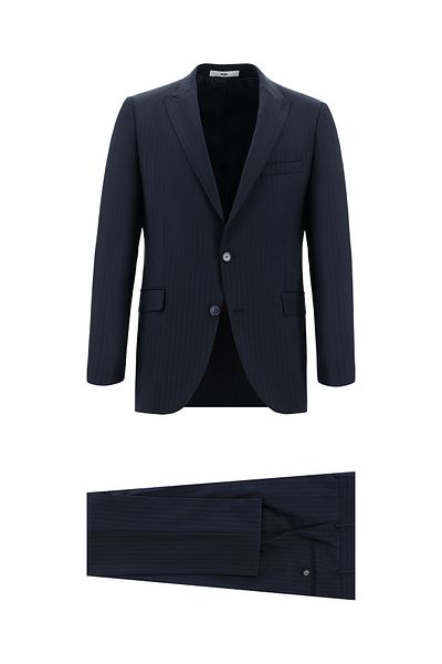 Abdullah Kiğılı Slim Fit Slim Fit Woolen Classic Striped Suit