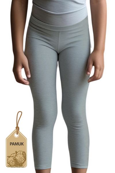 TWOO KİDS Seasonal Summer Comfortable Cotton Non-Sweating Girl's Lycra Gray Long Leggings