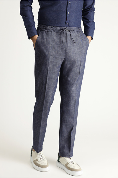 Kiğılı Σούπερ λεπτή εφαρμογή, εξαιρετικά λεπτή εφαρμογή, ελαστική μέση, με σχέδιο από λινό μεικτό κοστούμι