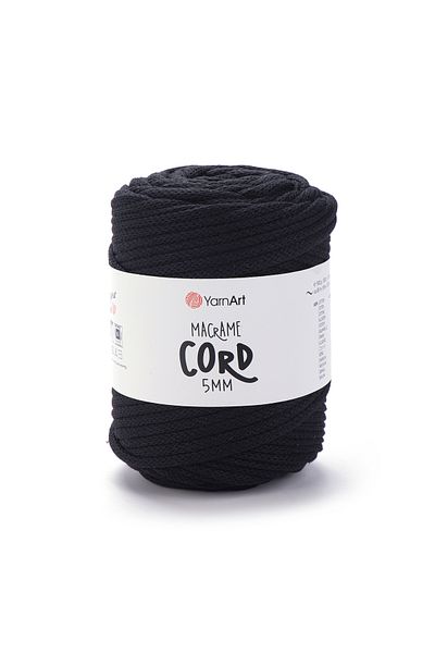 Yarnart Κορδόνι Macrame 5 mm - Μακραμέ Χειροποίητο Νήμα Πλεξίματος Μαύρο-750