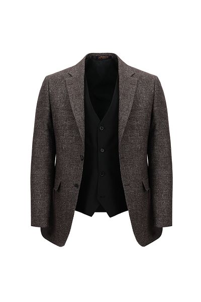 Abdullah Kiğılı Woolen Linen Suit with Slim Fit Slim Fit Combination Vest